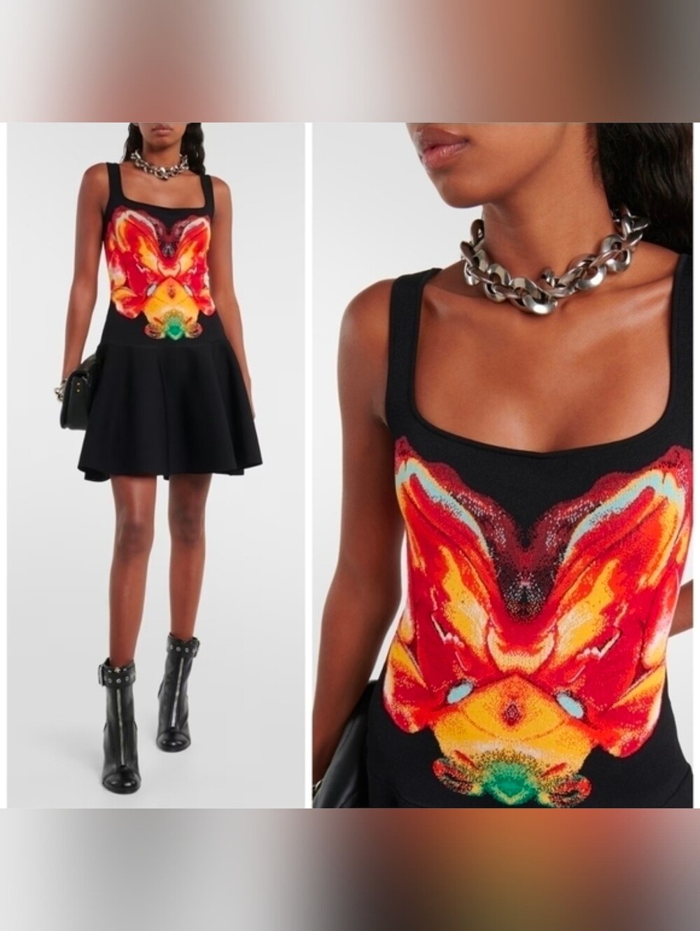 Alexander McQueen Solarised Orchid Jacquard Knit Mini Dress